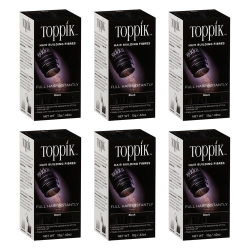 Toppik Hair Building Fibres Black 12g Pack of 6