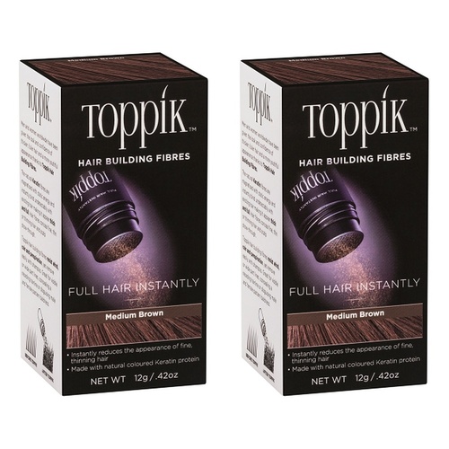 Toppik Hair Building Fibres Medium Brown 12g Pack of 2