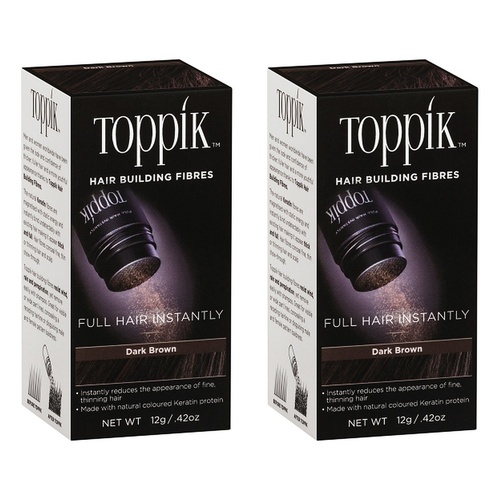 Toppik Hair Building Fibres Dark Brown 12g Pack of 2