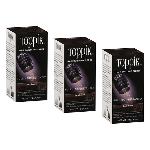 Toppik Hair Building Fibres Dark Brown 12g Pack of 3