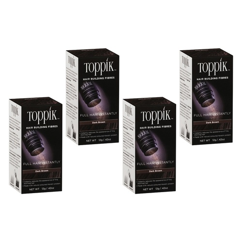 Toppik Hair Building Fibres Dark Brown 12g Pack of 4