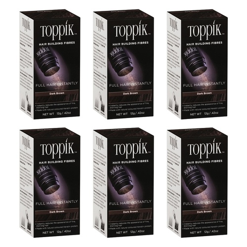 Toppik Hair Building Fibres Dark Brown 12g Pack of 6