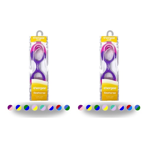 Vorgee Junior Seahorse Kids Swimming Goggles Clear Lens Ages 2-6 Years - Random Colour Supplied Pack of 2