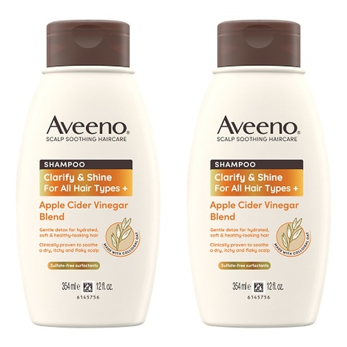 Aveeno Apple Cider Vinegar Clarifying Shampoo for Dull Hair 354mL Pack of 2