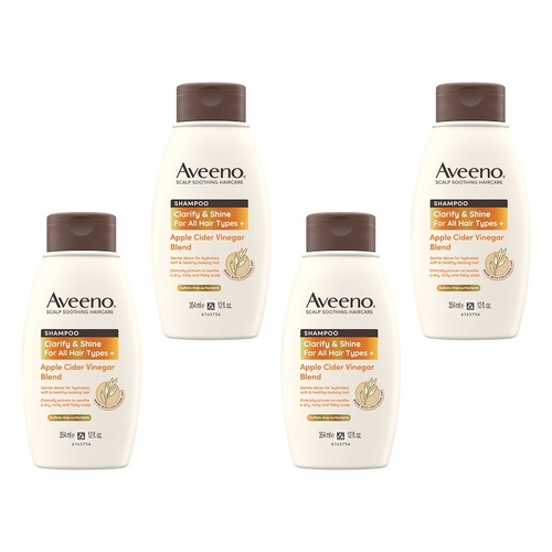 Aveeno Apple Cider Vinegar Clarifying Shampoo for Dull Hair 354mL Pack of 4