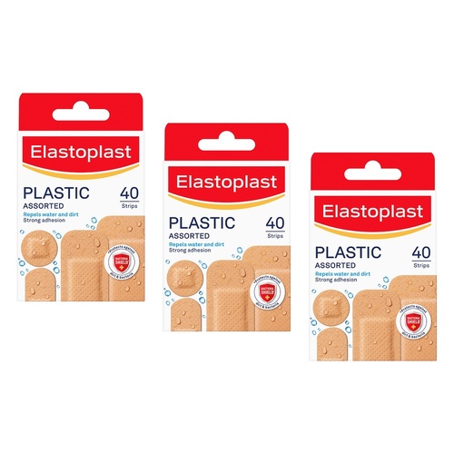 Elastoplast Plastic Plasters Assorted 40 Pack Bundle of 3