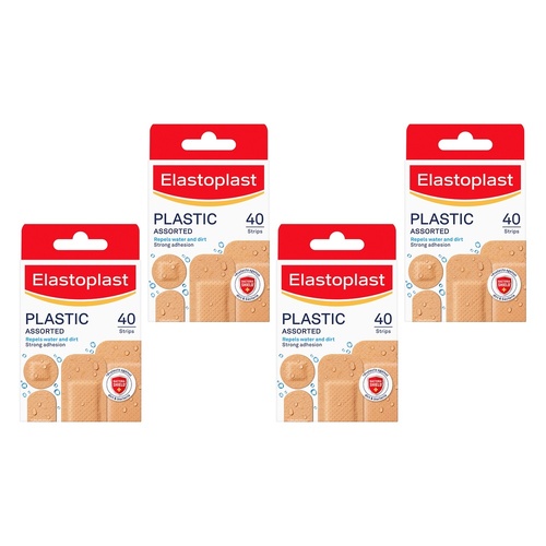 Elastoplast Plastic Plasters Assorted 40 Pack Bundle of 4
