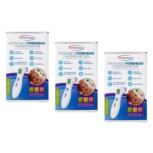 SurgiPack Infrared Forehead Thermometer Pack of 3
