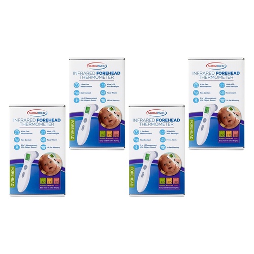 SurgiPack Infrared Forehead Thermometer Pack of 4