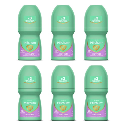 Mitchum Women Antiperspirant Roll-On Deodorant Shower Fresh 50mL Pack of 6