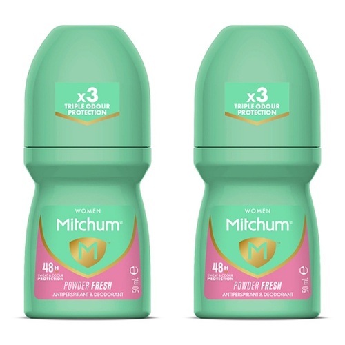 Mitchum Women Antiperspirant Roll-On Deodorant Powder Fresh 50mL Pack of 2