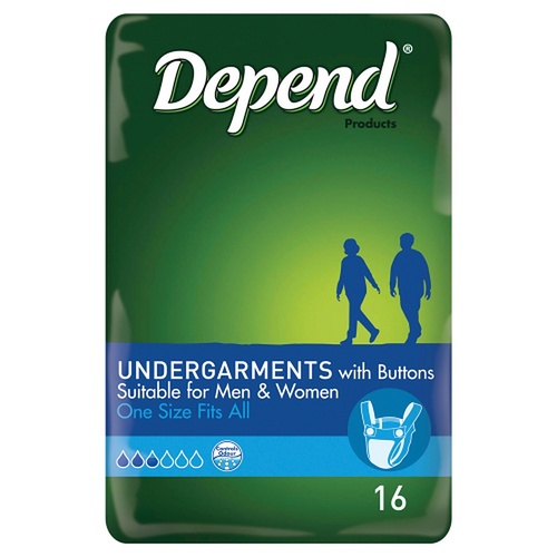 Depend Undergarment with Buttons 16 Pack x 4