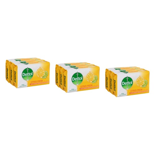 Dettol Citrus Fresh Bar Soap 100g 3 Pack Bundle of 3