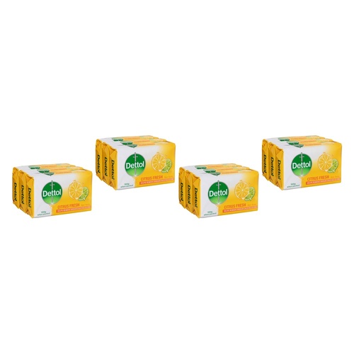 Dettol Citrus Fresh Bar Soap 100g 3 Pack Bundle of 4
