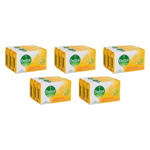 Dettol Citrus Fresh Bar Soap 100g 3 Pack Bundle of 5