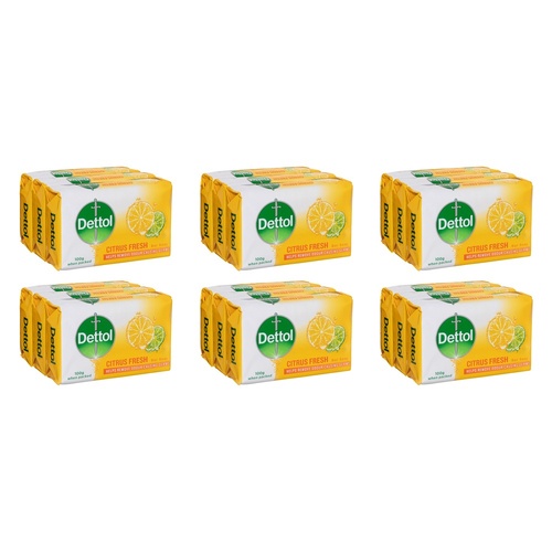 Dettol Citrus Fresh Bar Soap 100g 3 Pack Bundle of 6