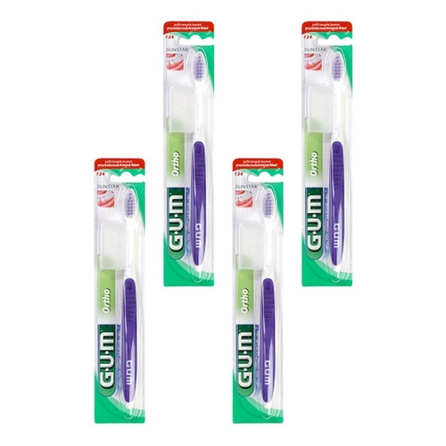 G.U.M Orthodontic Toothbrush With Cap Pack of 4