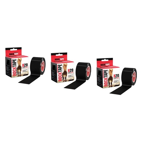RockTape H2O Extra Sticky Sports Tape Black 5cm x 5m Pack of 3