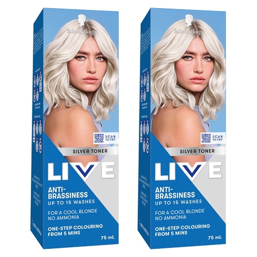Schwarzkopf LIVE Colour Silver Toner 75mL Pack of 2