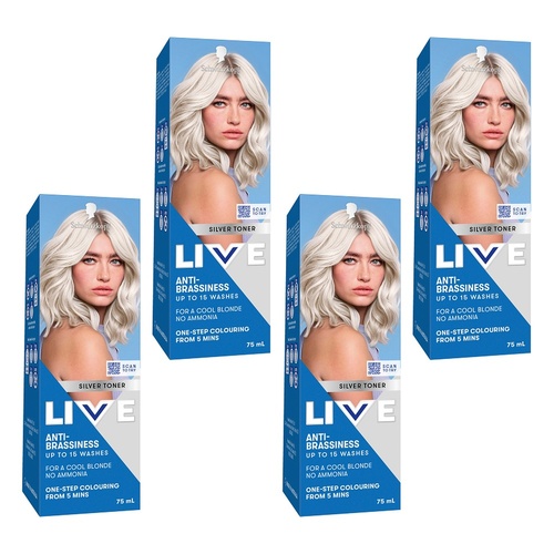 Schwarzkopf LIVE Colour Silver Toner 75mL Pack of 4