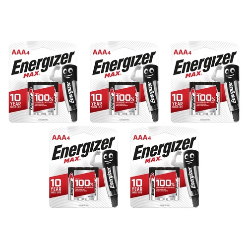 Energizer Max AAA Alkaline Batteries 4 Pack Bundle of 5