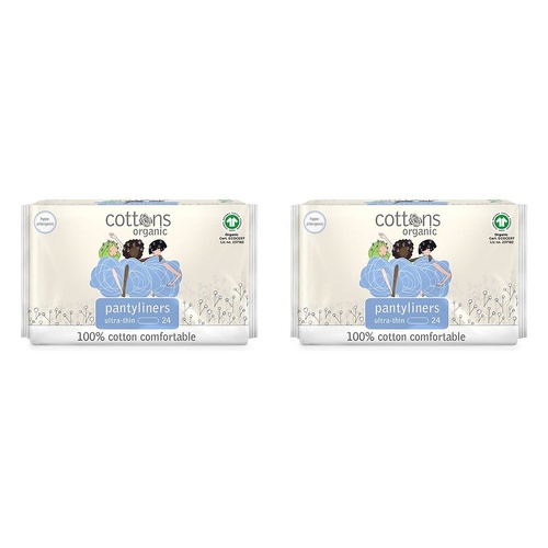 Cottons Ultra Thin Panty Liners 24 Pack x 6 Bundle of 2