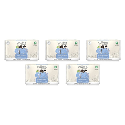 Cottons Ultra Thin Panty Liners 24 Pack x 6 Bundle of 5
