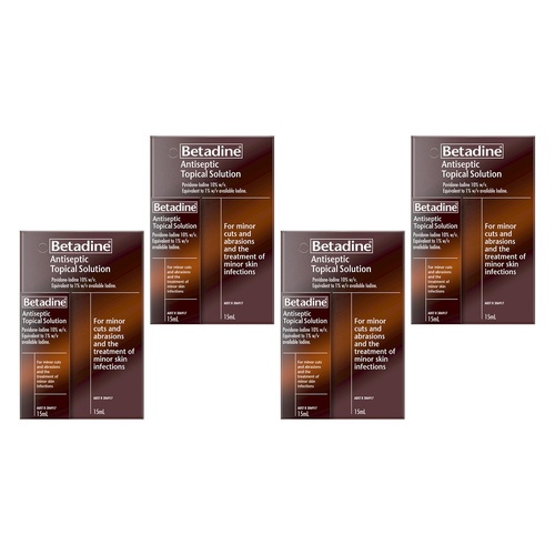 Betadine Antiseptic Topical Solution 15mL x 4 Bundle of 4
