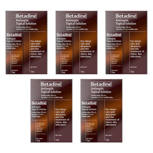 Betadine Antiseptic Topical Solution 15mL x 4 Bundle of 5