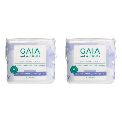Gaia Natural Baby Organic Cotton Pads 40 Pack Bundle of 2
