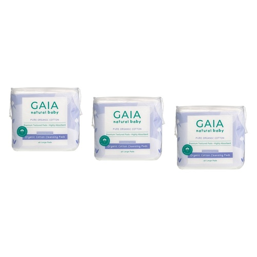 Gaia Natural Baby Organic Cotton Pads 40 Pack Bundle of 3