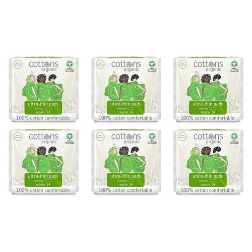 Cottons Ultra Thin Pads Regular 14 Pack x 6 Bundle of 6