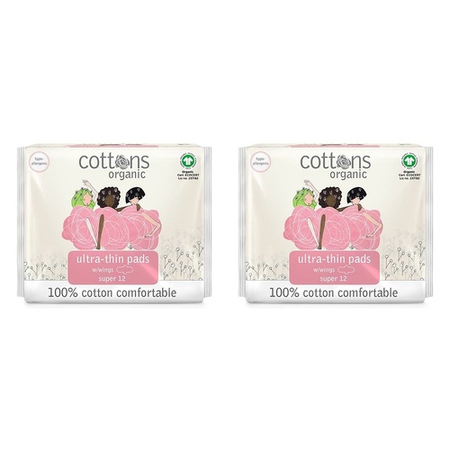 Cottons Ultra Thin Pads Super 12 Pack x 6 Bundle of 2