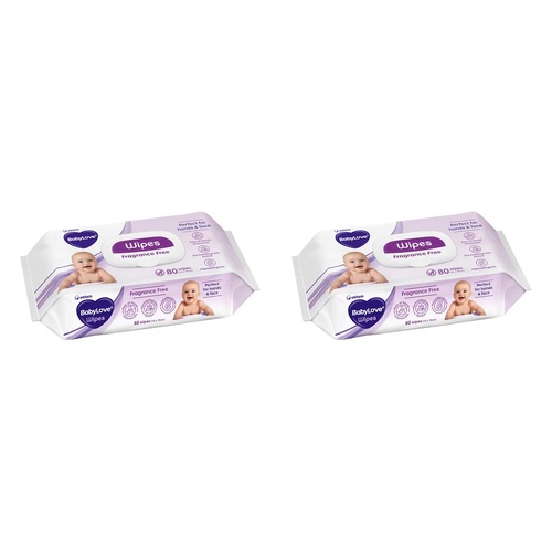 Baby Love Everyday Baby Wipes 6 x 80 Pack Bundle of 2