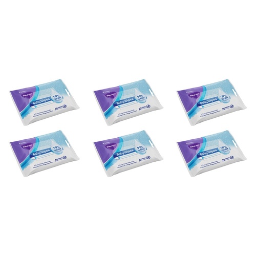 Baby Love Baby Water Wipes 20 Pack Bundle of 6
