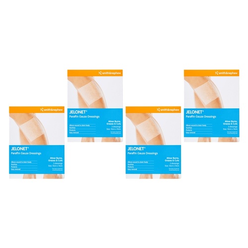 Jelonet Paraffin Gauze Dressing 10cm x 10cm 3 Pack Bundle of 4