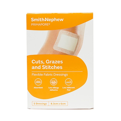Primapore Flexible Fabric Dressing 8.3cm x 6cm 5 Dressings