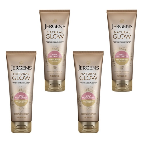 Jergens Natural Glow Daily Moisturiser Fair to Medium 221mL x 5 Bundle of 4