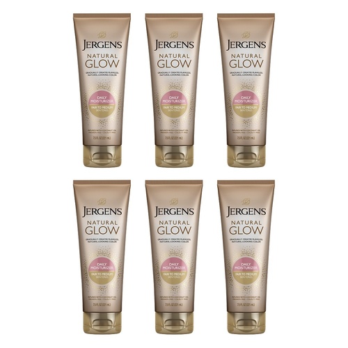 Jergens Natural Glow Daily Moisturiser Fair to Medium 221mL x 5 Bundle of 6