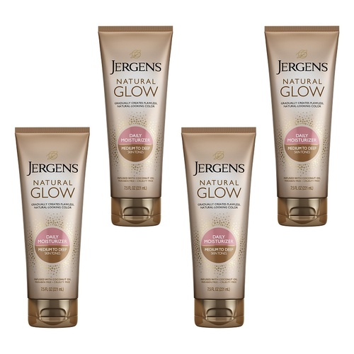 Jergens Natural Glow Daily Moisturiser Medium to Deep 221mL Pack of 4