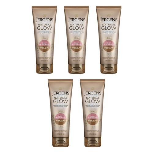 Jergens Natural Glow Daily Moisturiser Medium to Deep 221mL Pack of 5