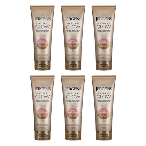 Jergens Natural Glow Daily Moisturiser Medium to Deep 221mL Pack of 6
