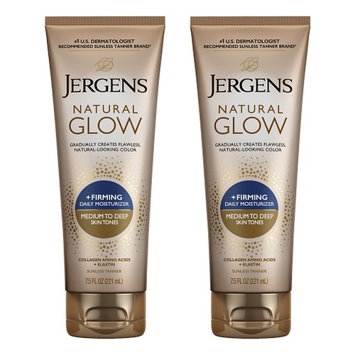 Jergens Natural Glow + Firming Moisturiser Medium to Deep 221mL Pack of 2