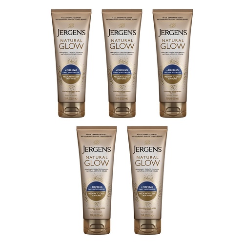 Jergens Natural Glow + Firming Moisturiser Medium to Deep 221mL Pack of 5