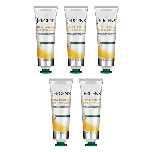 Jergens Ultra Healing+ Hand & Body Cream, Vitamin C E B5, 100mL x 6 Bundle of 5