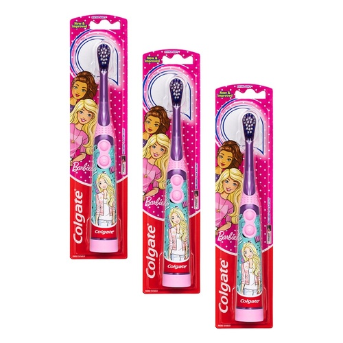 Colgate Kids Batman or Barbie Sonic Power Toothbrush Extra Soft 3+ Pack of 3