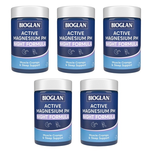 Bioglan Active Magnesium PM Night Formula 60 Tablets x 3 Bundle of 5