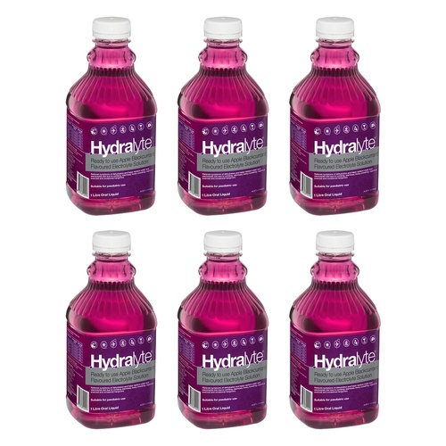 Hydralyte Apple Blackcurrant Flavoured Electrolyte Solution 1 L Pack of 6