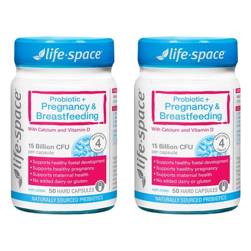 Life-Space Probiotic + Pregnancy & Breastfeeding 50 Capsules Pack of 2