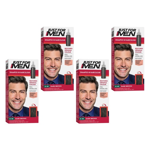 Just For Men Shampoo-In Haircolour Dark Brown 66mL Pack of 4